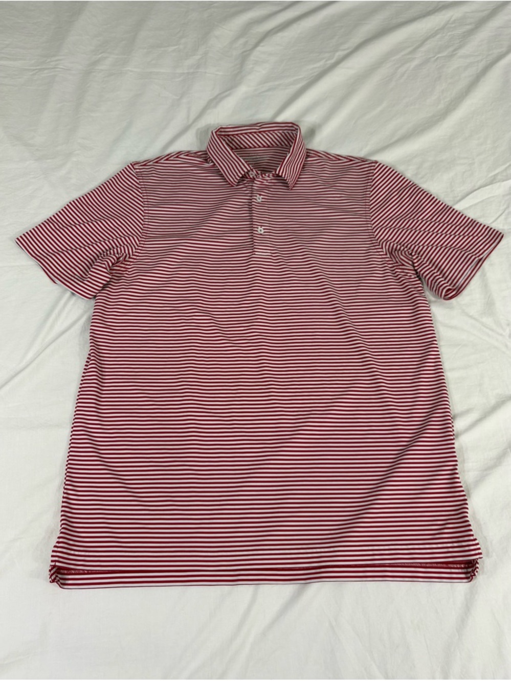 Vineyard Vines Mens Red Striped Polyester Short Sleeve Polo Shirt L